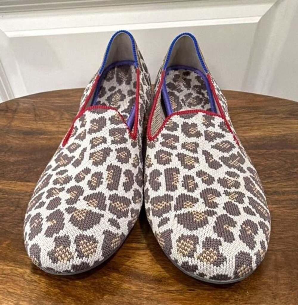 Rothy's The Loafer Size 8 Mocha Spot Leopard Print Slip-On Shoes B1
